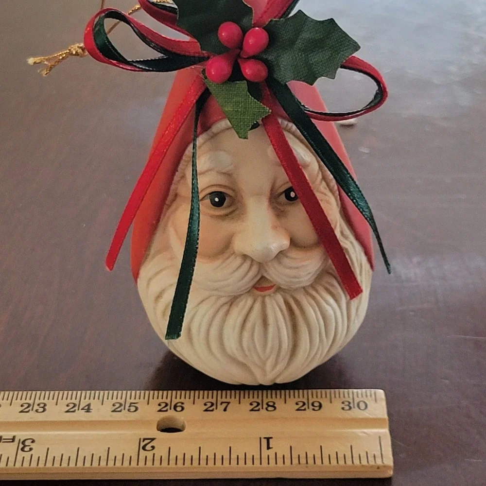 Set of‎ 4 Santa Face Christmas Ornaments w/ Star Original Box Holiday Tree Decor